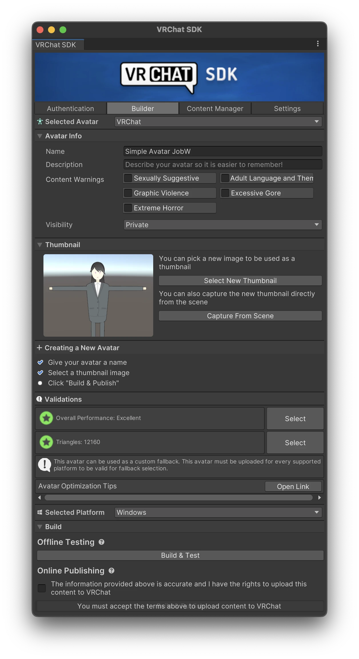 VRChat SDK Control Panel